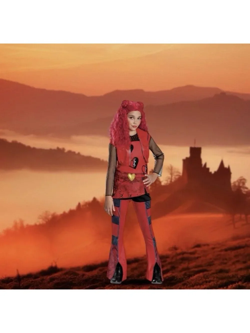 Disney Descendants 4 Rise Of Red Costume Girls Deluxe Halloween Outfit L 10 12 - Picture 2 of 8